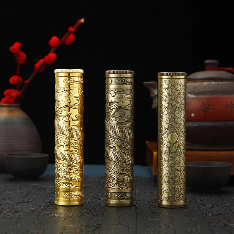 Cigarrera Retro de Metal con Dragón, con capacidad para 5 cigarrillos, Estuche de Buda en relieve para fumar, Accesorios de tabaco impermeables para hombres