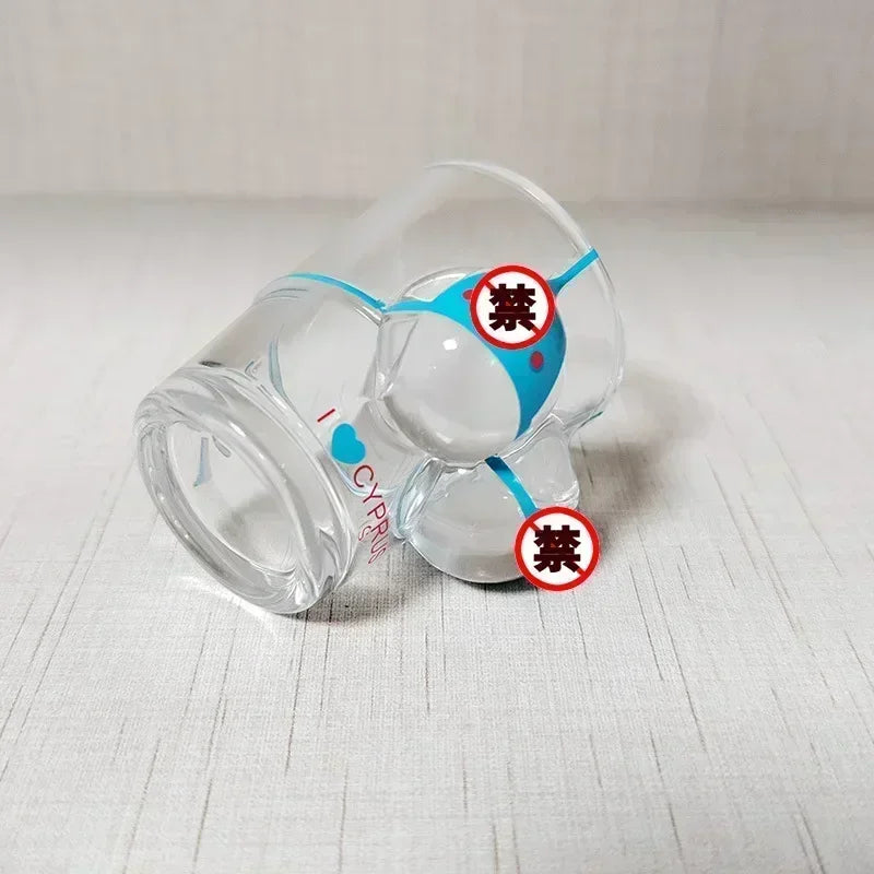 Vaso de cristal pintado a mano para mujer, copa de vino pequeña, bikini humano duradero, vaso de chupito
