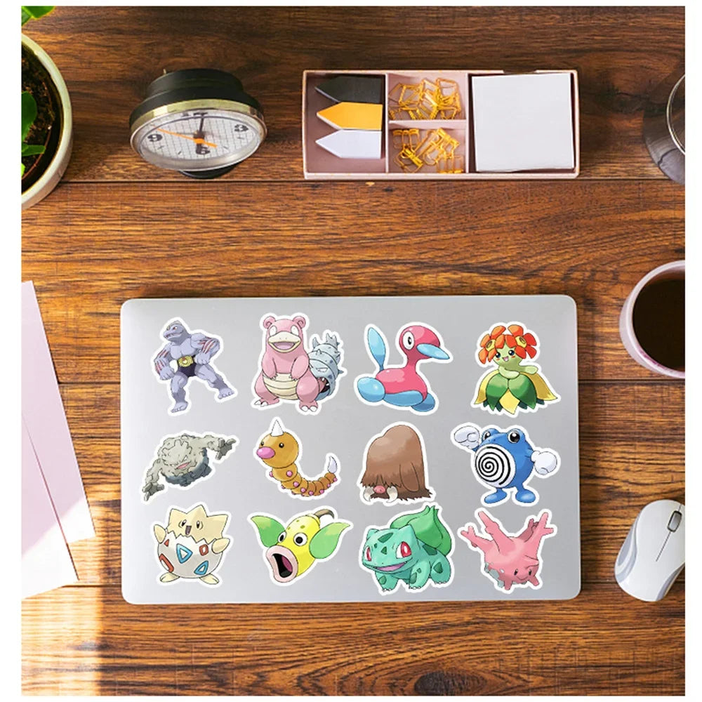 200PCS/Set Pegatinas Kawaii de Pikachu Pokémon para Laptop, Teléfono, Maleta, Skateboard, Guitarra, Pegatinas de Dibujos Animados Lindos, Juguetes de Regalo para Niños