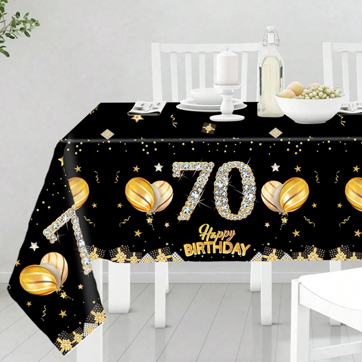 Mantel de plástico negro para cumpleaños 18 30 40 50 60 años, decoración para fiestas de cumpleaños infantiles y de mujeres, suministros para fiestas, recuerdos, aniversario