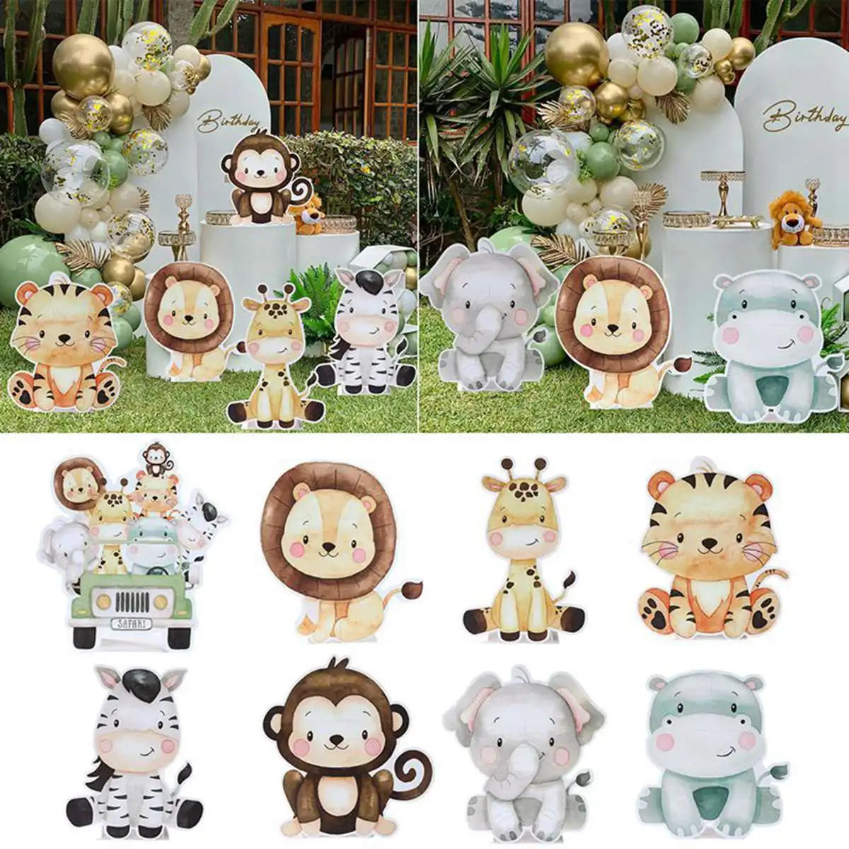 70cm Adorno grande de pie de animales de la selva para fiesta, safari, feliz cumpleaños, decoración de fiesta infantil, bosque de la jungla, decoración para baby shower