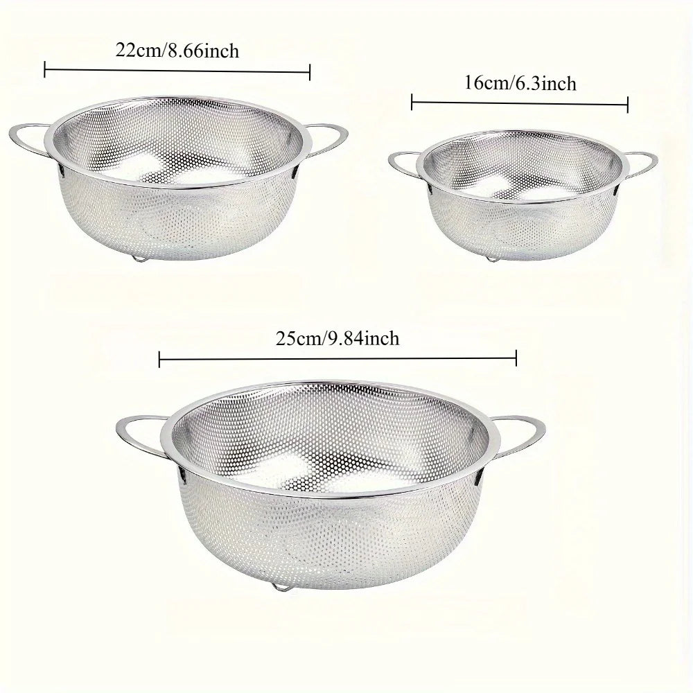 Colador de cocina para frutas, colador de acero inoxidable, cesta coladora para lavar vegetales