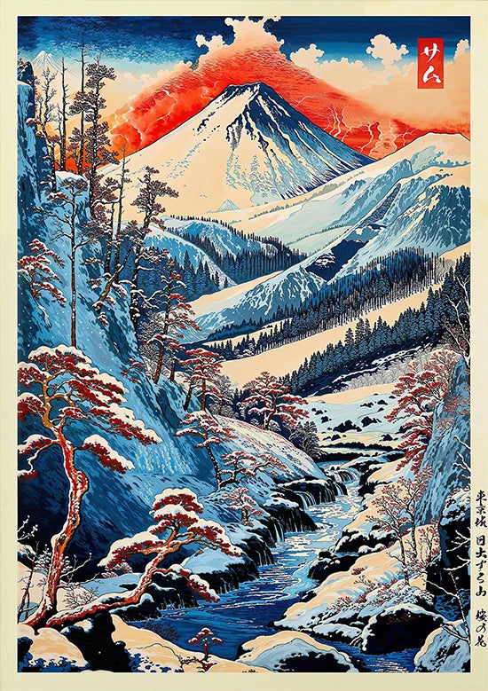 Tokio Paisaje Anime Ilustración Lámina Póster Escena Nocturna Japonesa Fuji Estilo Pintura Vintage Arte Decorativo Lienzo Arte de Pared Retro
