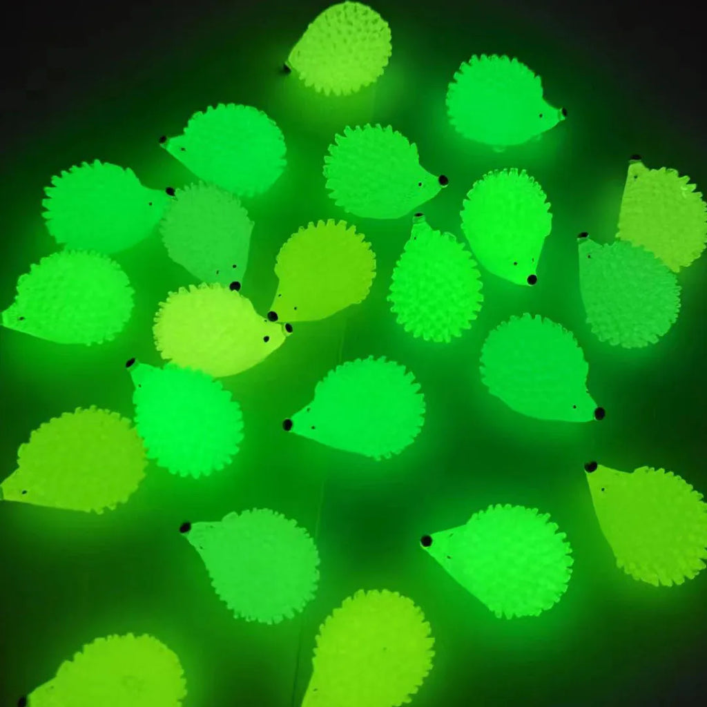 10/100PC Mini Figuras Luminosas de Resina de Erizos Que Brillan en la Oscuridad Pequeños Erizos de Resina para Casa de Muñecas, Micro Paisaje, Decoración del Hogar DIY