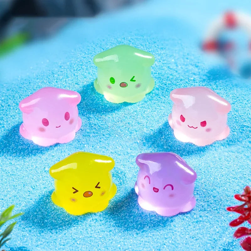 6-20 Piezas Miniaturas Figuritas Bonito Pulpo Luminoso de Dibujos Animados Adornos de Paisaje Decoraciones para el Hogar Accesorios de Decoración de Habitaciones Regalos