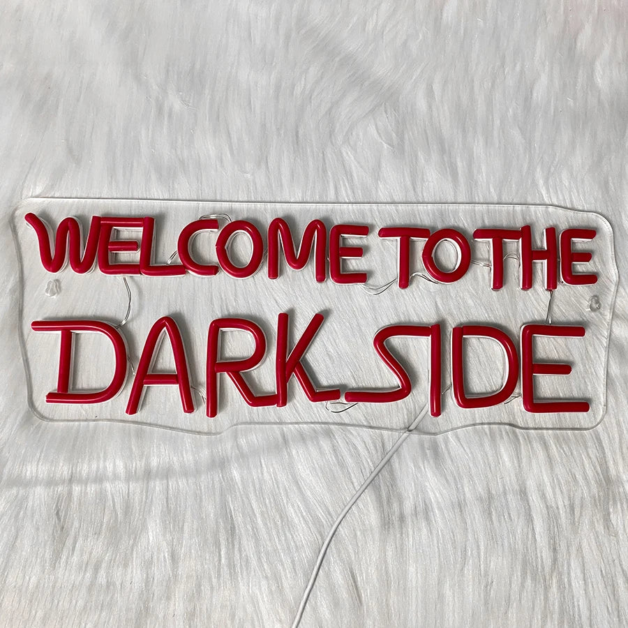 Letrero de neón "Welcome To The Dark Side", icono de lámpara de letras con alimentación USB, utilizado para dormitorio, sala de juegos, casa embrujada, decoración de Halloween.