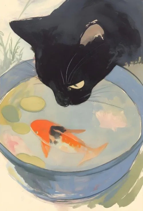 Póster Vintage Japonés Gato Comiendo Ramen Sushi Maneki Neko Arte de Pared de Cocina Gato Japonés Neko Decoración de Pared Lienzo Pintura Restaurante