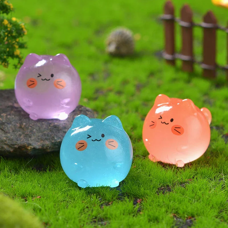 5-50pcs Mini Ornement Lumineux Chat de Dessin Animé Artisanat Figurines Miniatures Micro Paysage Accessoires de Décoration Maison Cadeaux