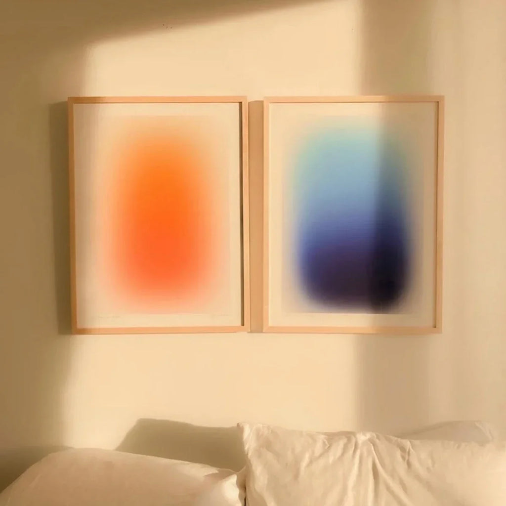 Moderne, Minimaliste, Art Mural, Dégradé Tourbillon Bleu Orange, Impression sur Toile HD, Salon, Décoration de Chambre