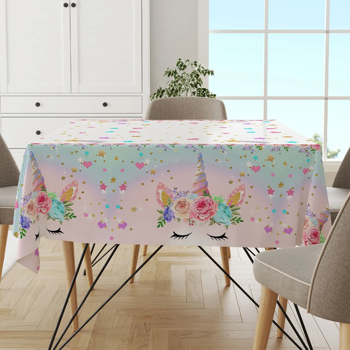 Nappe jetable licorne Fête d'anniversaire licorne Décoration de fête pour fille Vaisselle jetable Nappe Baby shower pour filles