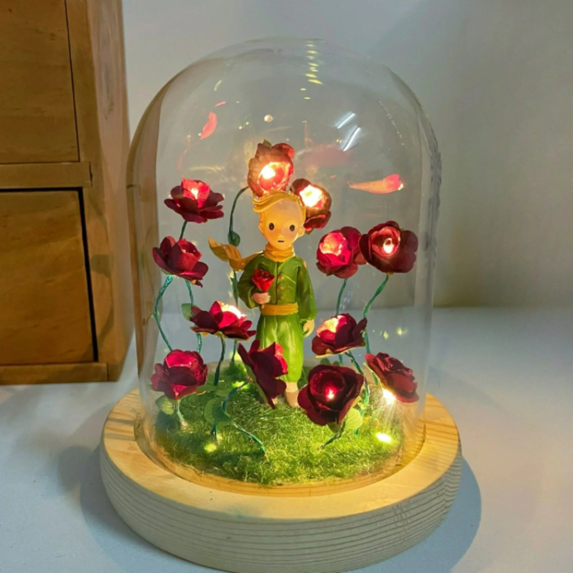 Pequeño Príncipe Luz Nocturna Lámpara de Ambiente Rosa Eterna Regalo DIY Hecho a Mano Regalo de Navidad San Valentín Cumpleaños para Niña