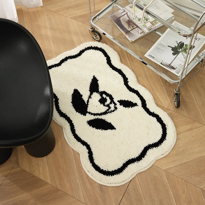 Alfombra de imitación de cachemira, estilo nórdico, en blanco y negro, VIKAMA, cómoda, aislante, para porche, entrada, baño, alfombra para puerta, decoración del hogar