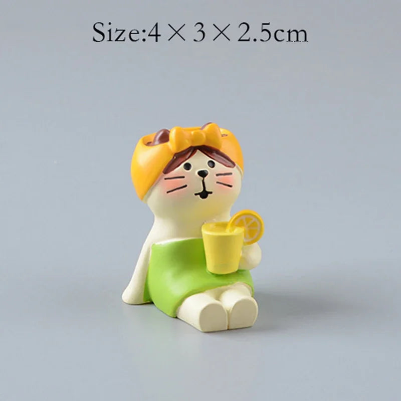 ZAKKA Lindas figuras de gato bebiendo Shiba Inu, modelo de resina, árbol de pomelo, jardín de hadas, decoración de escritorio, regalos