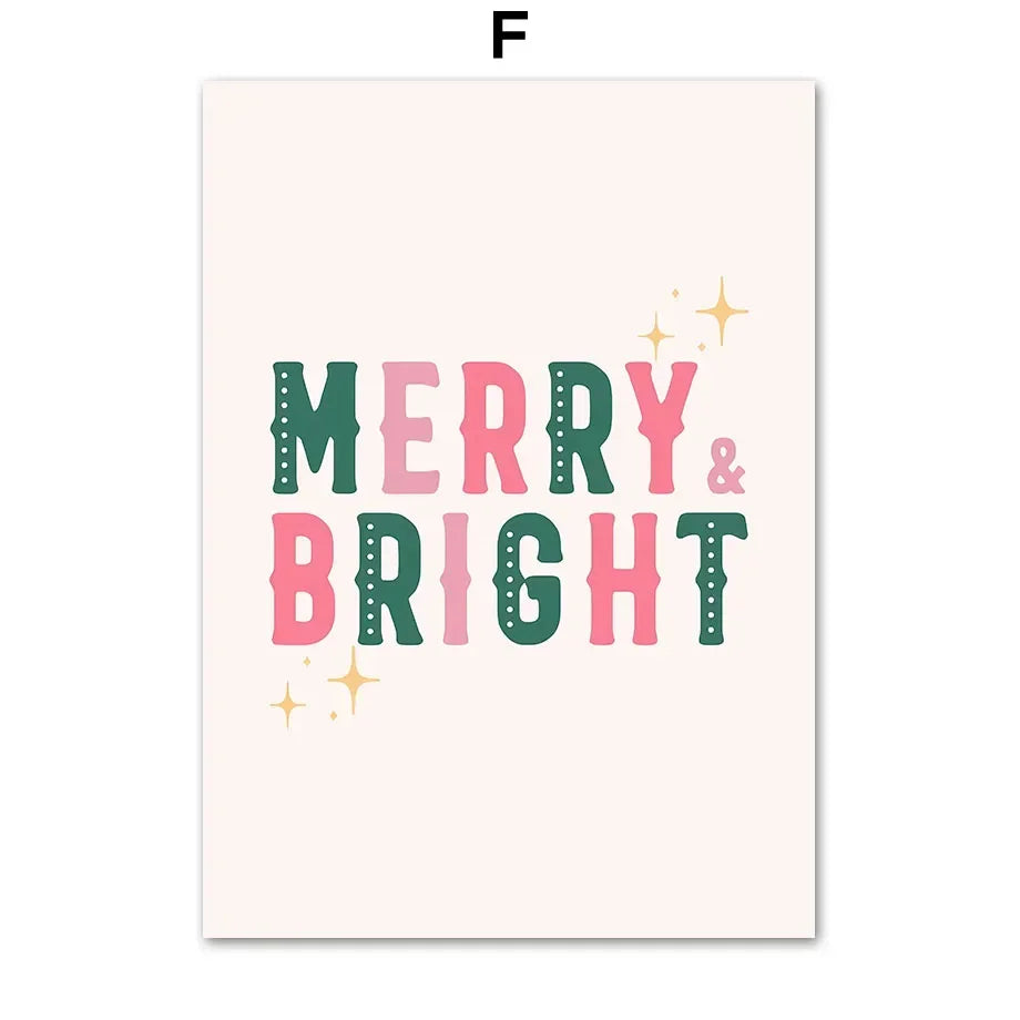 Modern Simple Wall Art Pink Christmas Tree Father Christmas HD Canvas Print Poster Home Living Room Bedroom Decoration