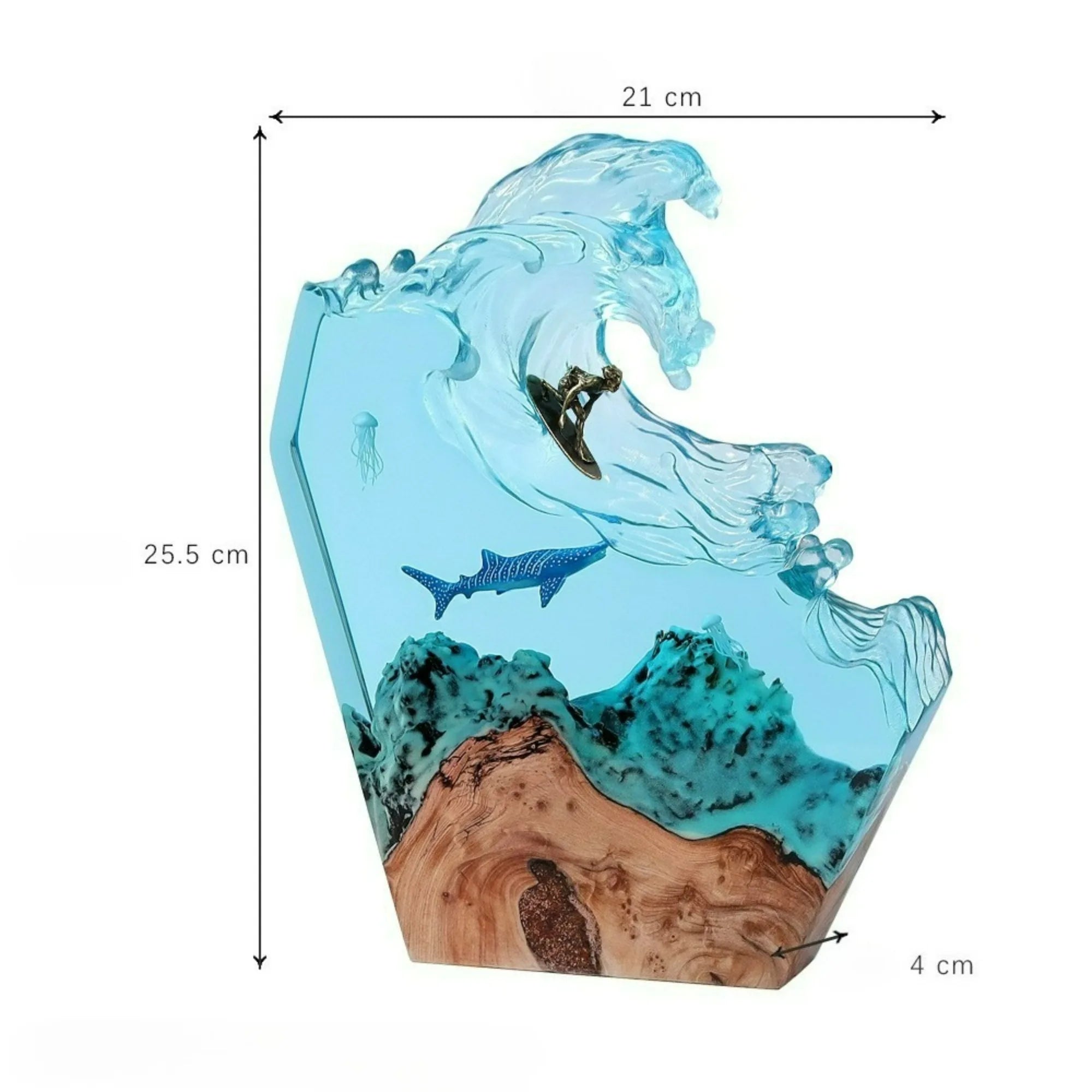 Luz de mesa de resina con organismo de exploración de lecho marino, 2 buzos, luz de mesa de resina, luz nocturna de buzo de aguas profundas, decoración de escritorio de oficina y dormitorio