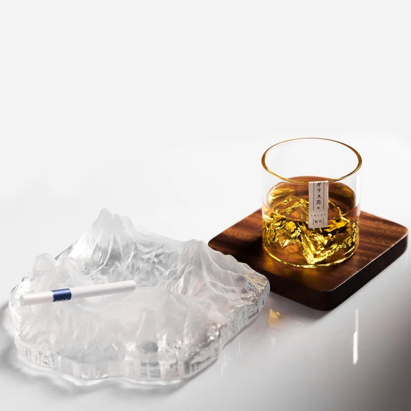 Tasse à thé japonaise en verre Glacier Mountain Mont Fuji Tasse à thé en verre résistant à la chaleur Bureau Pratique Rétro Verre à vin Tasse à whisky Maison