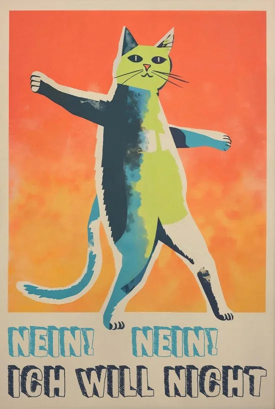 Póster divertido vintage de gatos y perros, arte de pared retro de moda, lienzo impreso, póster divertido de gatos retro, decoración de pared funky