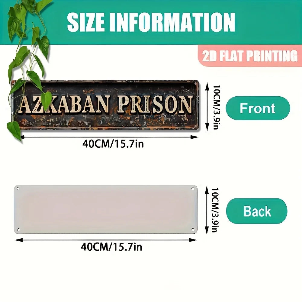 Letrero Vintage de Metal y Aluminio "PRISIÓN DE AZKABAN" - Letrero Decorativo de Pared para Casa, Granja, Dormitorio, Porche | Letrero Vintage Multiusos S