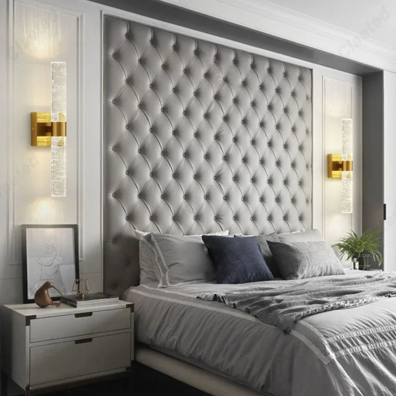 Nouvelle applique murale LED en fer forgé et cristal, style moderne et minimaliste pour salon, salle à manger, chambre à coucher, chevet, éclairage d'ambiance décoratif.
