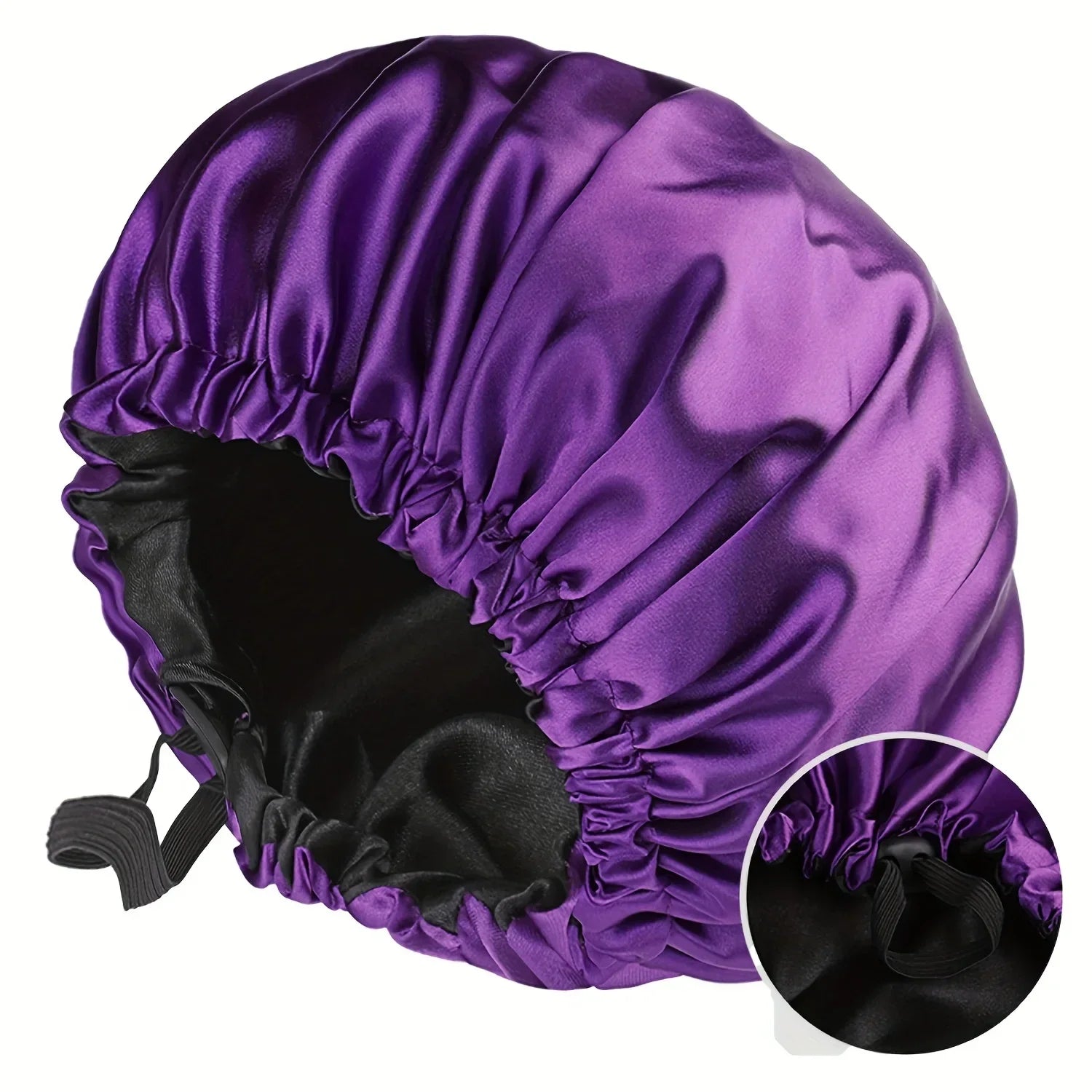 Gorro de moda para mujer, de seda suave y lisa, doble capa, con botón ajustable, para uso diario en casa, cómodo para dormir