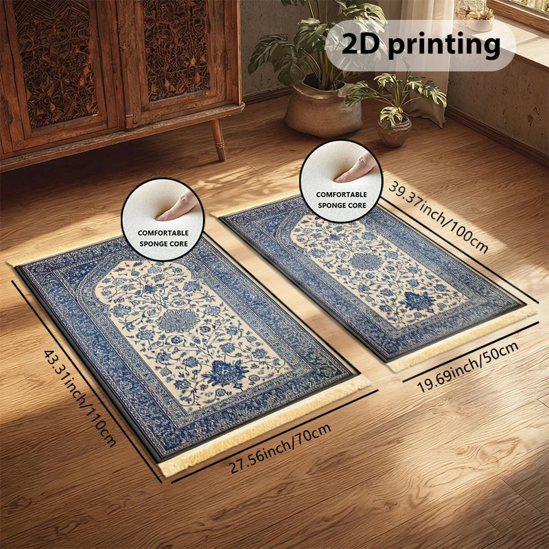Tapis de prière islamique VIKAMA à franges, tapis de prière doux et lavable en machine, tapis de prière musulman, adapté à la maison et au pèlerinage