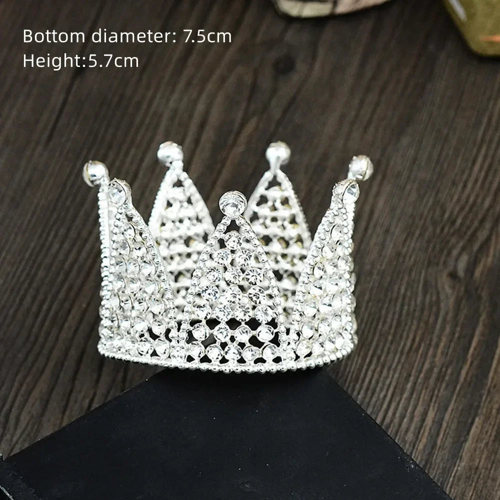 Nouveau Topper de Gâteau en Strass Couronne Chapeau Décoration Accessoires de Cheveux pour Enfants Princesse Fête de Mariage Anniversaire Fournitures