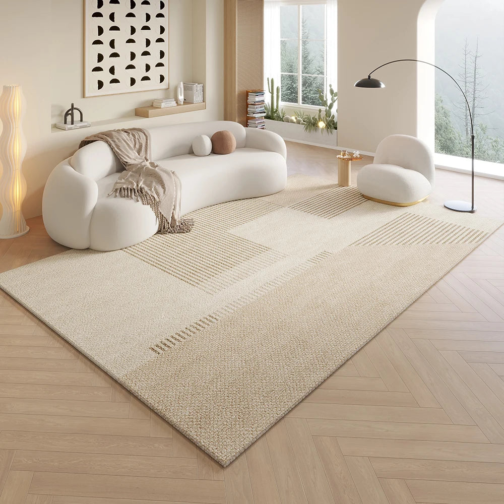 VIKAMA Crema Estilo Linaje Alfombra de Sala de Estar Antideslizante Decoración del Hogar Alfombra de Gran Tamaño para Sofá Mesa de Centro Alfombra de Dormitorio