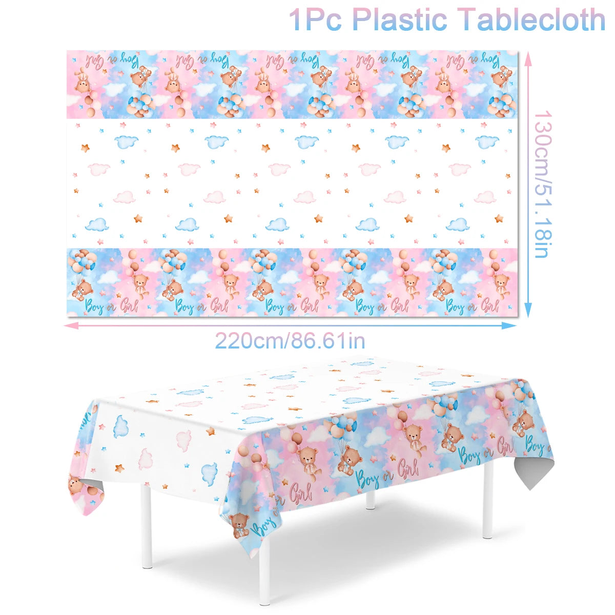 Gender Reveal Party Disposable Tablecloth Boy or Girl Baby Shower Decor Newborn Table Cover Gender Reveal Party Supplies