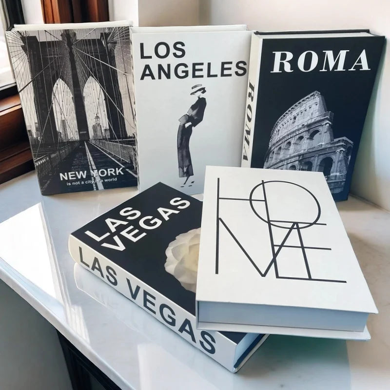 Paris Rome Dubai Luxury Decorative Books Interior Decoration Fake Book Storage Box Coffee Table Bedroom Ornaments Home Decor