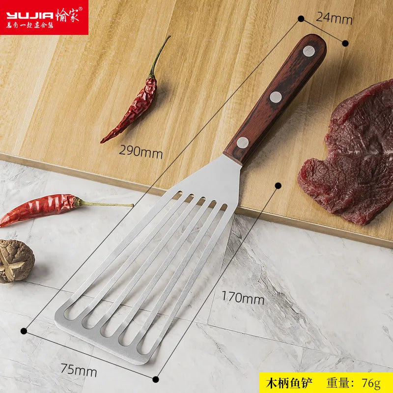 Espátula de pescado de acero inoxidable, espátula de cocina para freír, espátula para bistec, herramienta para teppanyaki, espátula para anguila, espátula multiusos
