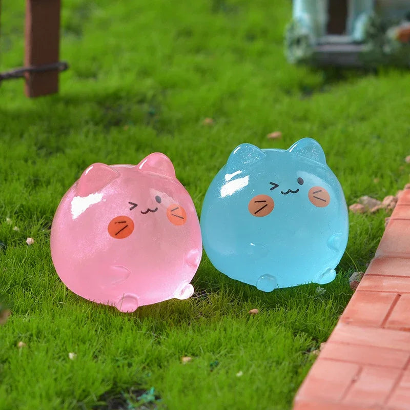 5-50pcs Mini Ornement Lumineux Chat de Dessin Animé Artisanat Figurines Miniatures Micro Paysage Accessoires de Décoration Maison Cadeaux