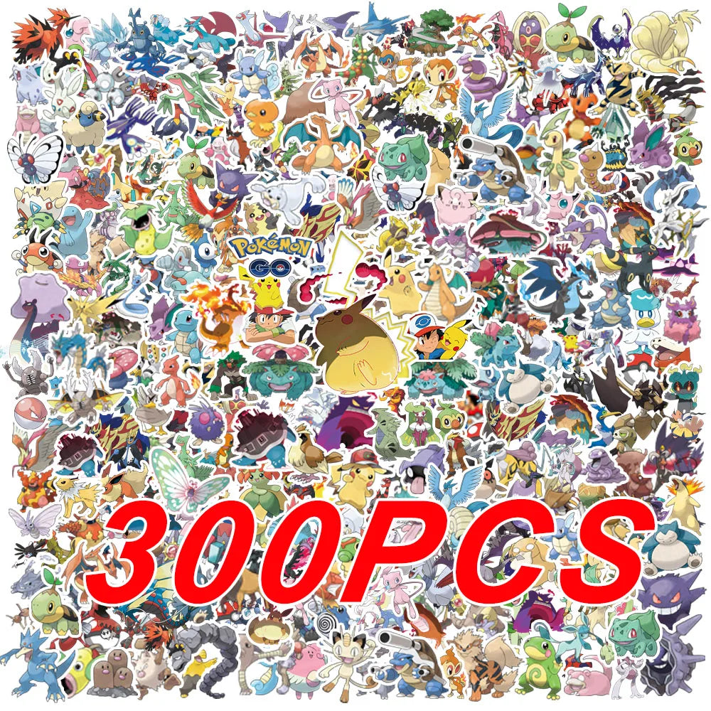 300 pegatinas de Pokémon, diseño de Pikachu, Charizard, para álbum, Pokédex, DIY, portátil, coche, equipaje, Kawaii, impermeable, Anime, juguete