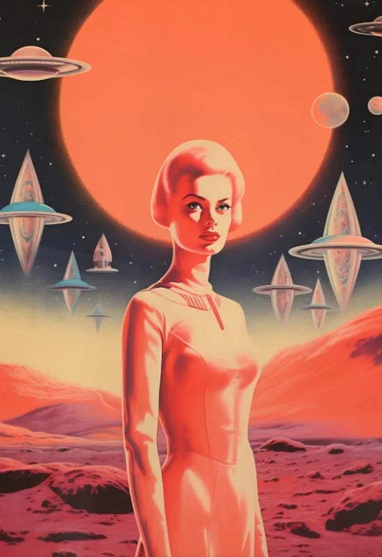 Póster Artístico de Viajes Espaciales, Cómic Vintage, Póster Alienígena Divertido, Alienígena con Decoración Humana para Pared, Humor de Bar, Decoración Retro, Lienzo Impreso de los 90