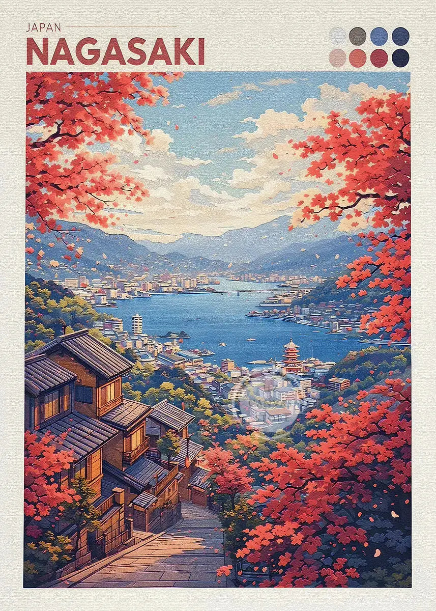Japan Cityscape Poster Tokyo Shizuoka Cherry Blossoms Mt.Fuji Autumn Torii Gate Okayama Castle Canvas Print Living Room Decor