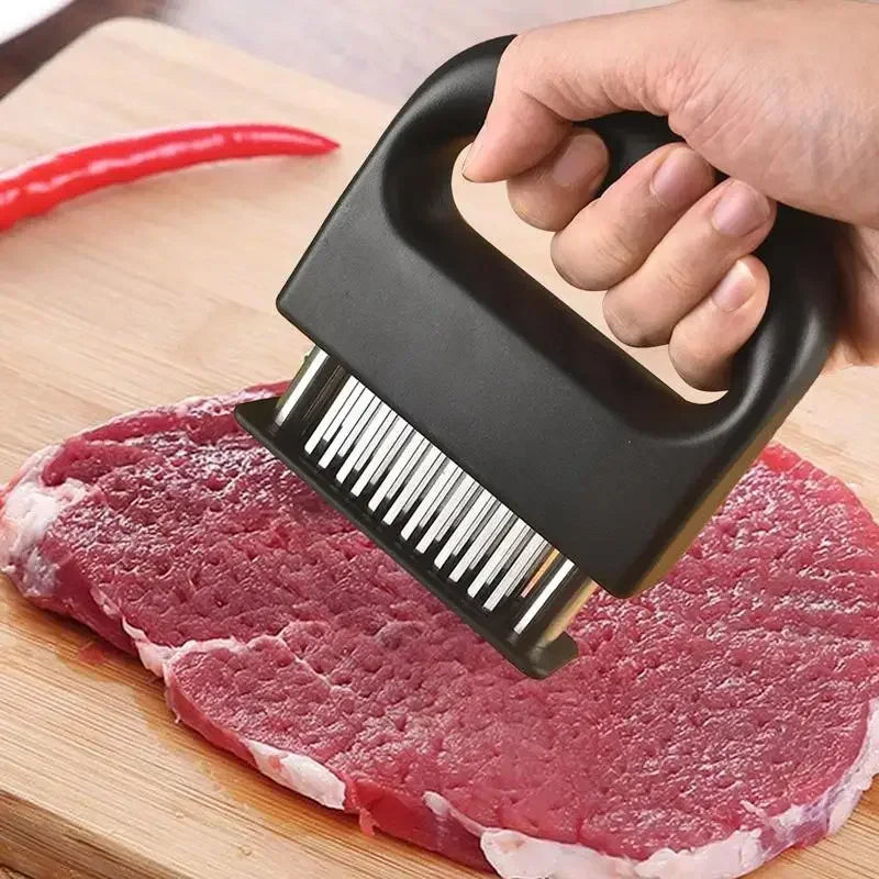 1 ablandador de carne retráctil de acero inoxidable con 48 cuchillas, herramientas de cocina para ablandar carne, martillo de carne.