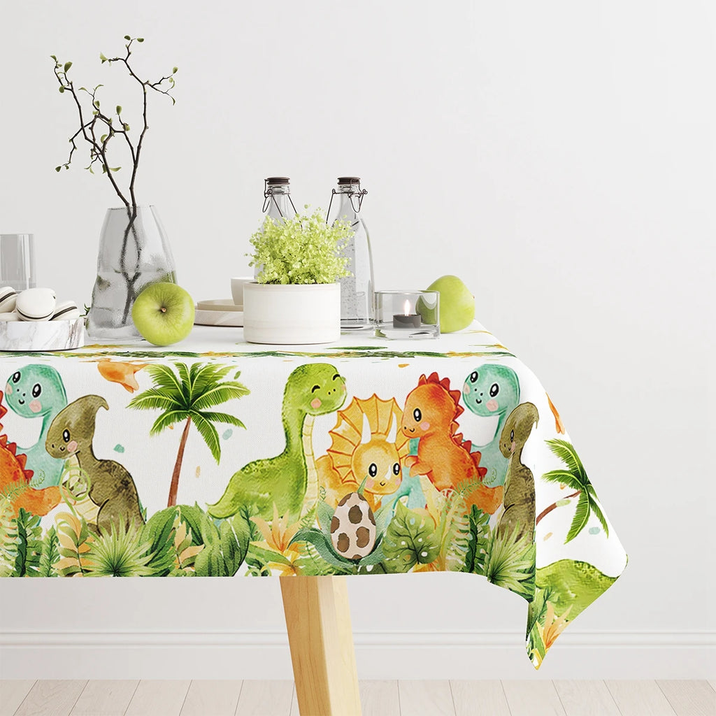 Mantel desechable de cumpleaños de dinosaurio, decoración de fiesta de cumpleaños para niños, baby shower, selva, dinosaurio, suministros para cubierta de mesa de fiesta
