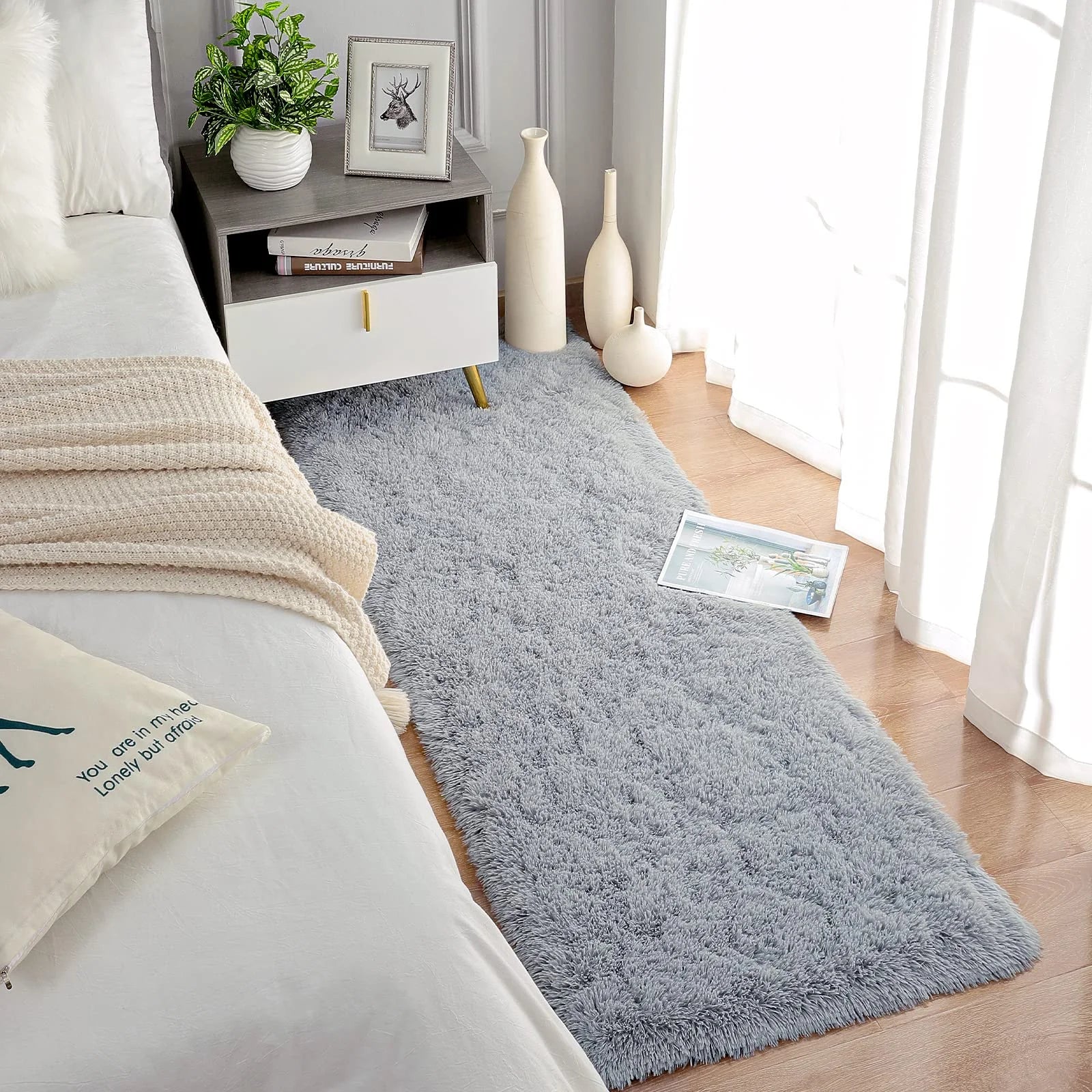Tapis de course doux VIKAMA, tapis moelleux et douillet pour chambre à coucher et salon, tapis de sol pour chambre de bébé et d'enfant pour la décoration intérieure