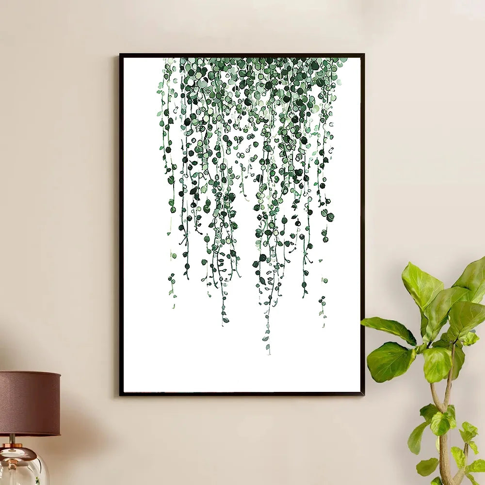 Cuadros de pared nórdicos con plantas verdes, lienzo, arte de pared, Monstera, helecho, hojas de plátano, pintura, decoración, sala de estar, dormitorio, impresiones botánicas, gran oferta