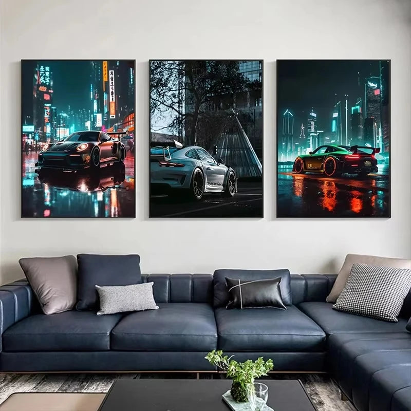 Trending Cars Porsche 911 GT3 RS Retro Cartel de Ciudad y Grabados Lienzo Pintura Arte de Pared Imágenes para el Hogar Sala de Estar Cuadros