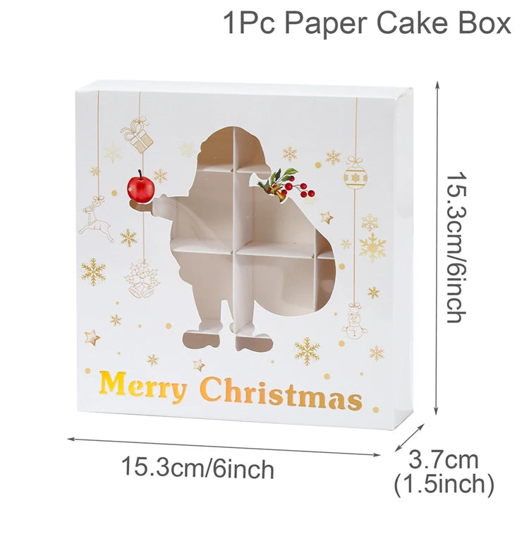 Christmas Cookie Box Candy Packaging Box Merry Christmas Decoration For Home 2025 Navidad Noel Xmas Tree Ornament Decor New Year