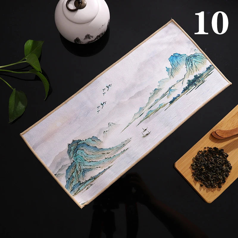 1 torchon de thé épais peint chinois, super absorbant, tapis de table, chiffon professionnel en daim, tapis de thé, serviette, accessoires de thé haut de gamme