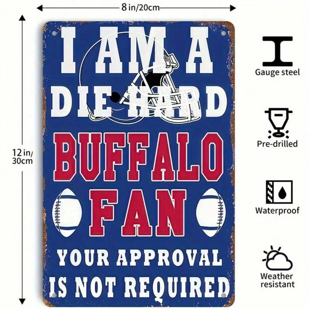 Cartel Metálico Buffalo Bills, Decoración Cueva de Hombre Fanático del Fútbol, Placa de Pared para Bar Deportivo Oficina Cueva de Hombre