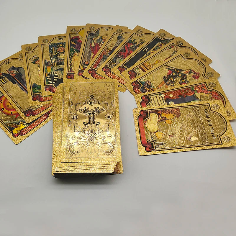 Exquisite Gold Foil Tarot Waterproof Divination Cards Astrological Board Games With Booklet In Ukrainian Language