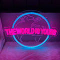 Néon LED Le Monde Est À Vous, Enseigne en forme de Terre Sculpture 3D, Utilisé pour la décoration de chambre à coucher, de club et de salle de jeux, Alimenté par USB.