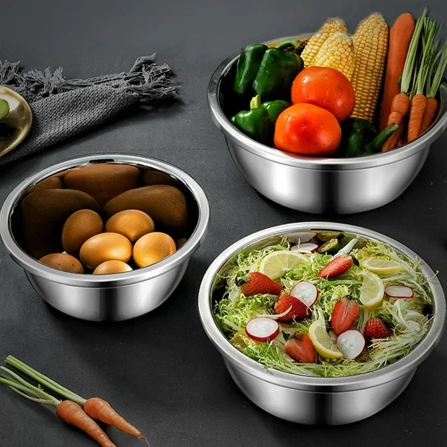 Bol mélangeur gradué en acier inoxydable pour pétrir la pâte, salade, cuisson, récipient de cuisine
