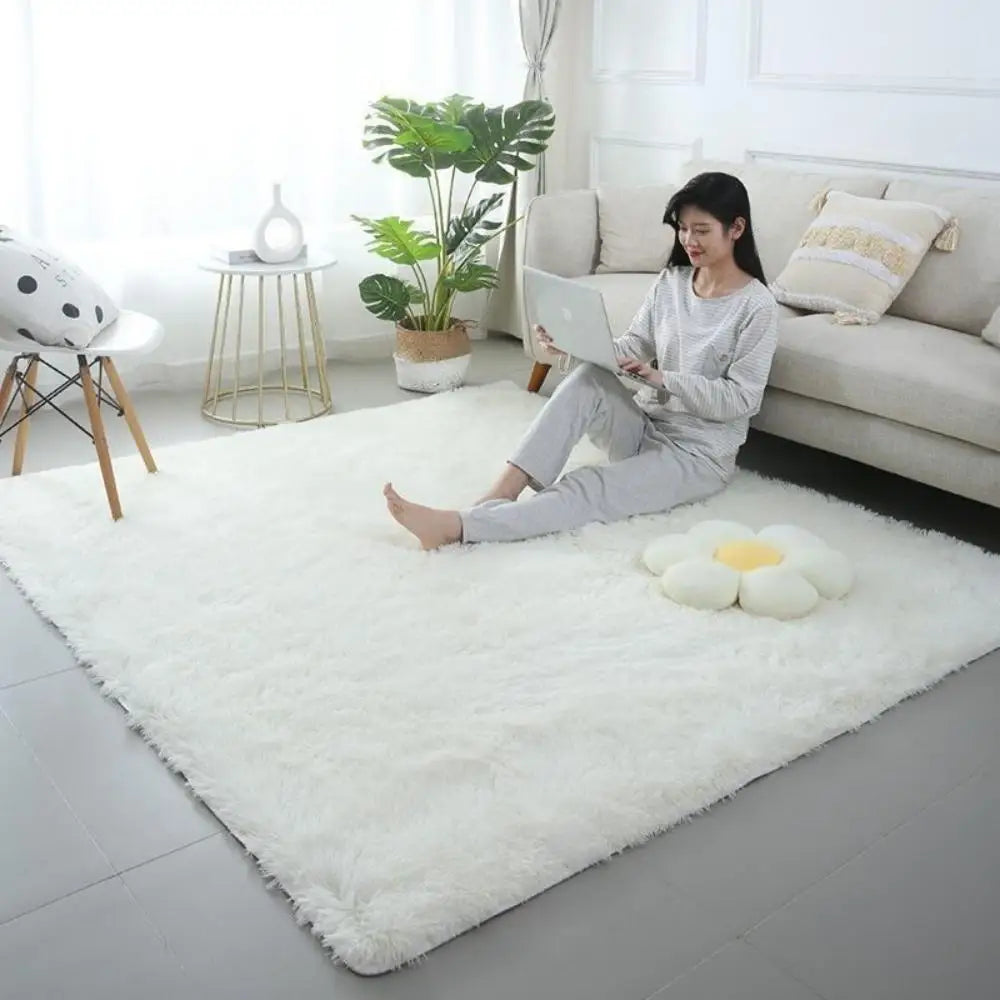 Alfombra de felpa teñida anudada VIKAMA, decoración para sala de estar, alfombra suave y mullida para el hogar, manta antideslizante para gatear para niños.