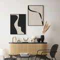 Tableau d'art mural moderne, motif abstrait minimaliste, dessin au trait, poster beige et noir, toile pour décoration de salon