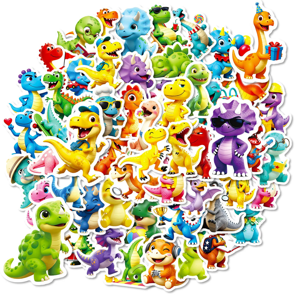 56/112PCS Pegatinas de Graffiti de Dinosaurios de Dibujos Animados en 3D Lindas Pegatinas de Recompensa para Cuadernos de Papelería de Decoración de Dinosaurios