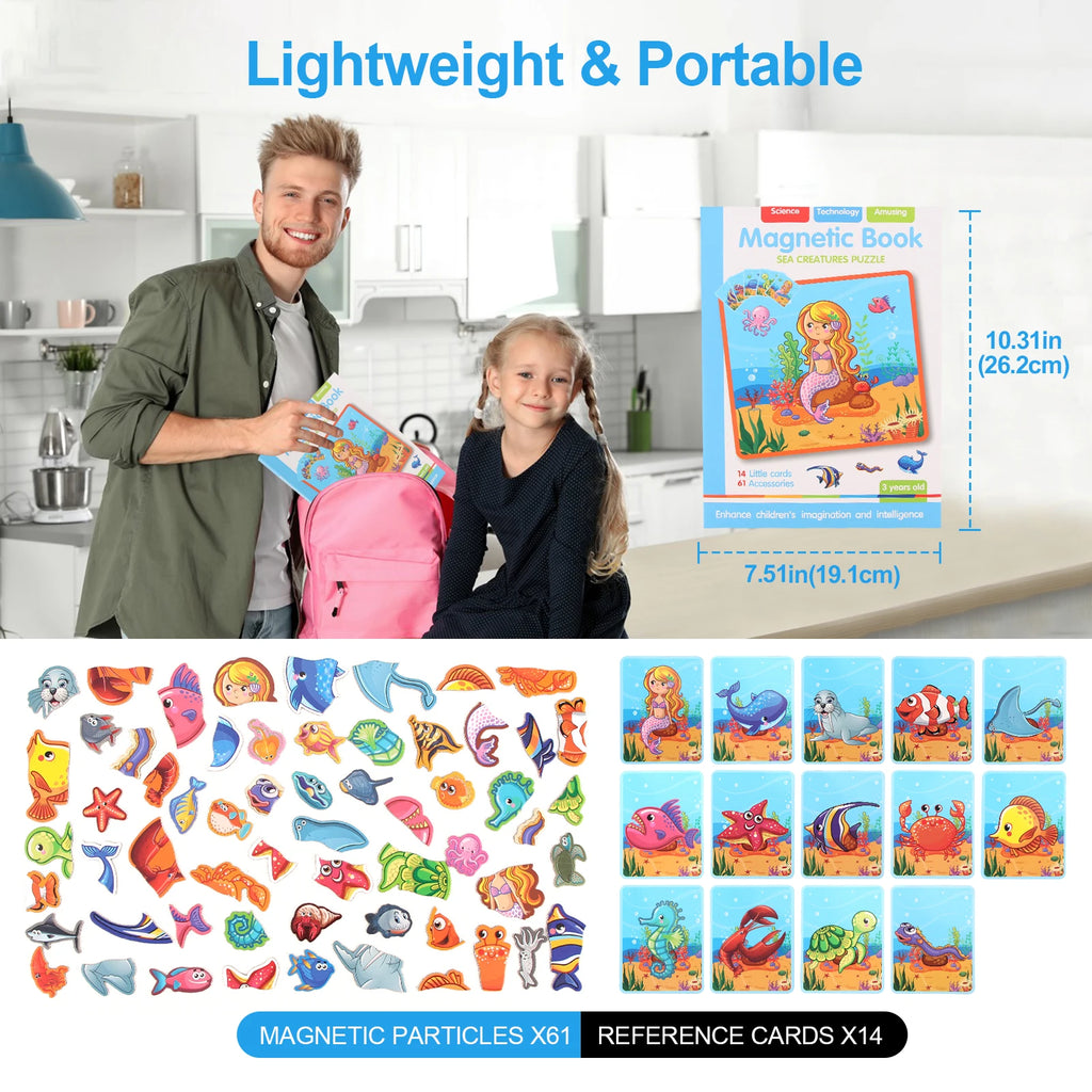 Libro magnético de rompecabezas 3D inteligente para niños, juegos de entrenamiento cerebral, juguetes educativos Montessori para regalos de niños, juguetes de Navidad