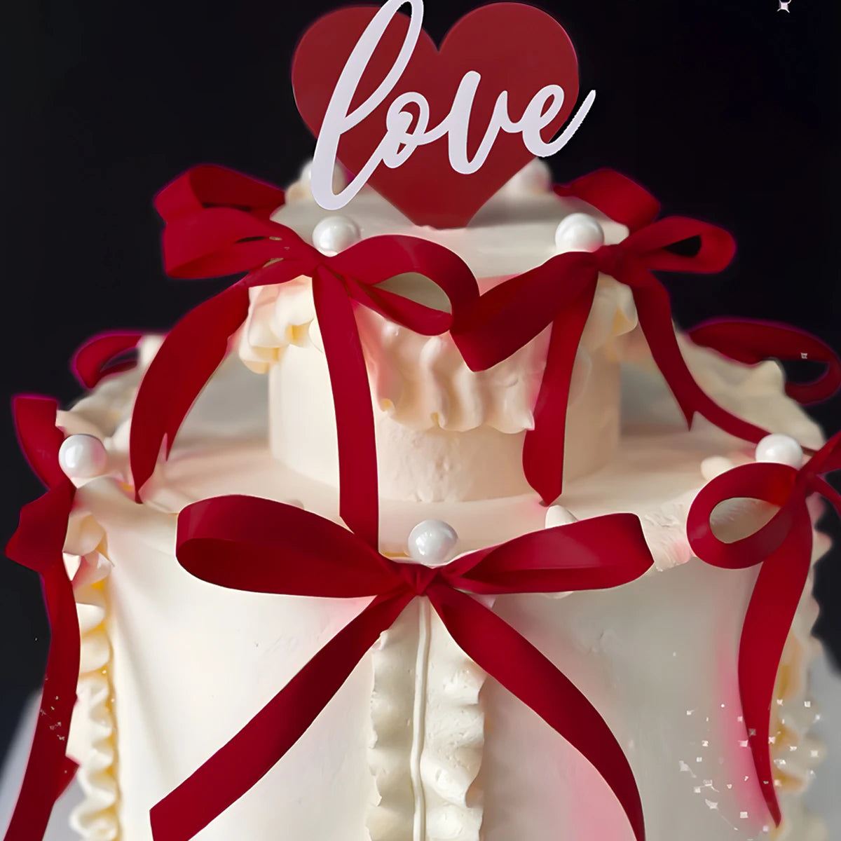 Lazo de cinta rosa roja decoración de pasteles, postres, decoración del hogar, decoración de fiestas de cumpleaños, decoración de eventos de noche romántica para el Día de San Valentín para niños